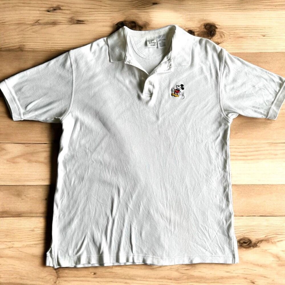 Vintage The Disney Store Original Mickey Mouse Embroidered White Polo Shirt